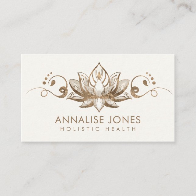 Elegant Lotus Ornament - Pastel gold Business Card (Front)