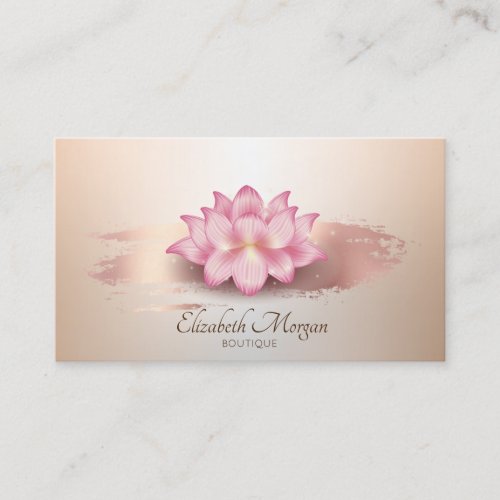 Elegant Lotus Rose Gold Brush Stroke Lotus Business Card