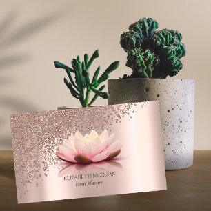 Elegant Lotus Rose Gold Raised Spot UV Business Card