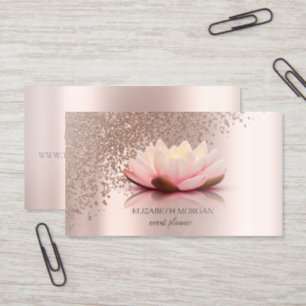 Elegant Lotus Rose Gold Raised Spot UV Business Card
