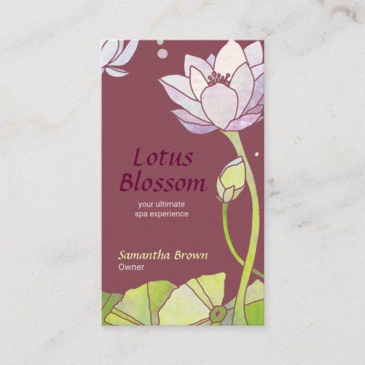 Customizable Elegant Lotus: Salon/Spa Business Cards