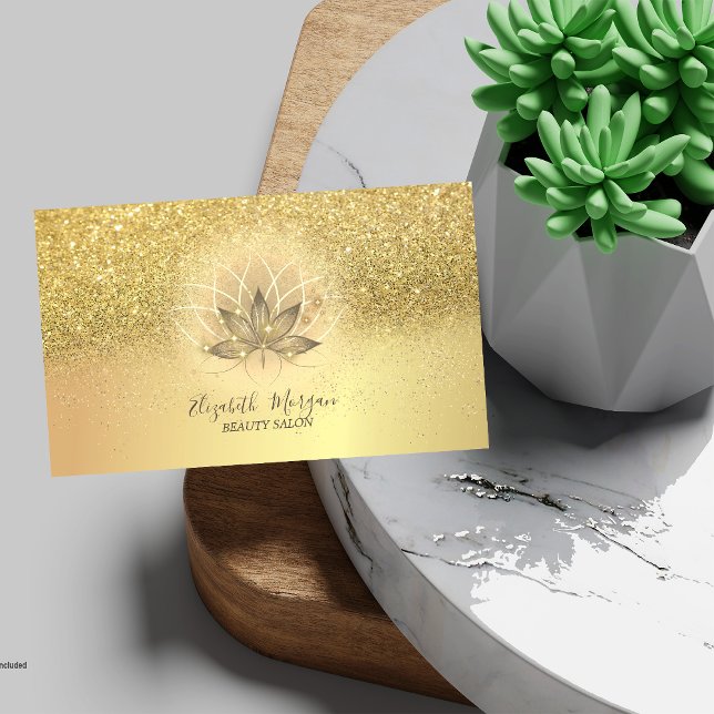 Elegant Lotus Sparkle Confetti Glitter  Business Card (Creator Uploaded)