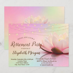 Elegant Lotus String Lights  Retirement Party Invitation