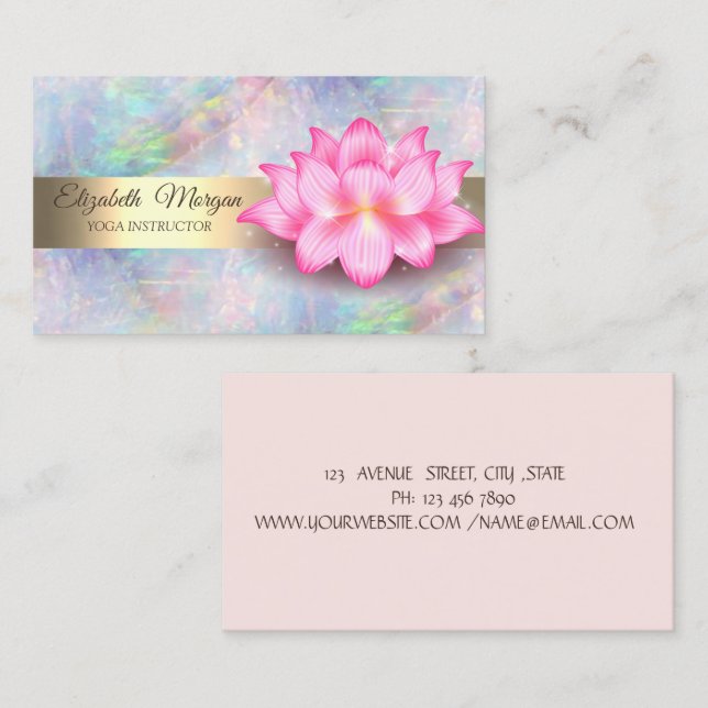 Elegant Lotus Yoga Opal Business Card (Front/Back)