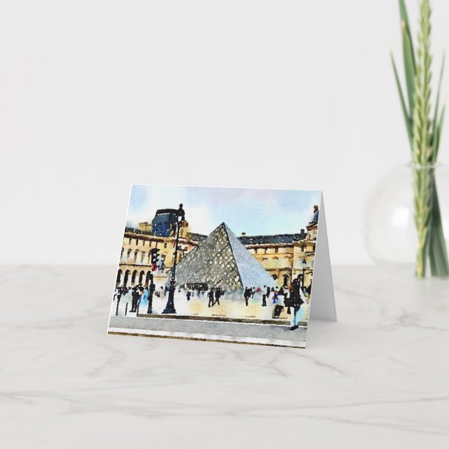 Elegant Louvre-Inspired Note Card (Front)