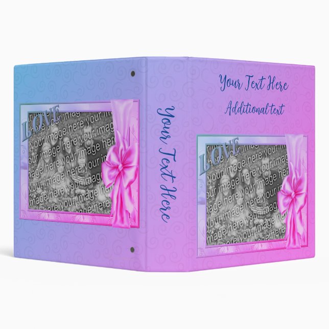 Elegant Love And Bow Design Personalized Photo  3 Ring Binder (Background)