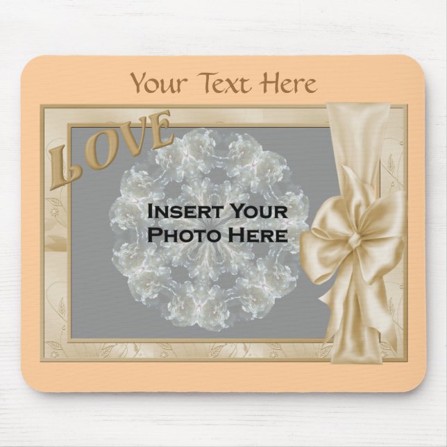 Elegant Love And Bow Design Photo Mouse Pad (Front)