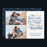 Elegant Love and Light Hanukkah 2 Photo Holiday Card<br><div class="desc">A stylish and modern Hanukkah design in faux gold / copper foil and dark blue.  The main text reads,  "May love and light fill your heart and home at Hanukkah." Two photo templates and text templates included for personalization.  For design or product requests,  please contact me (Tracey) at orabellaprints@outlook.com.</div>