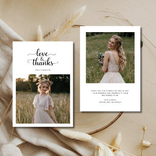 Elegant Love and Thanks Bridal Shower Photo Thank You Card