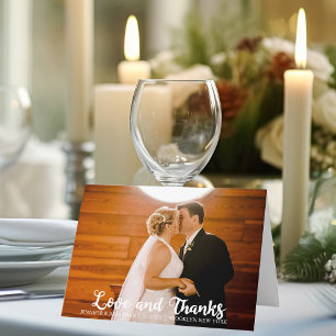 Elegant Love and Thanks Modern Wedding Photo Letterpress Thank You Card