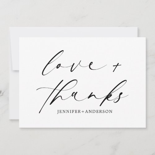 Elegant Love and Thanks Script Photo Wedding Thank You Card