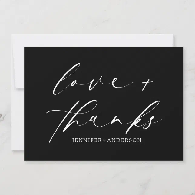 Elegant Love and Thanks Script Photo Wedding Thank You Card | Zazzle