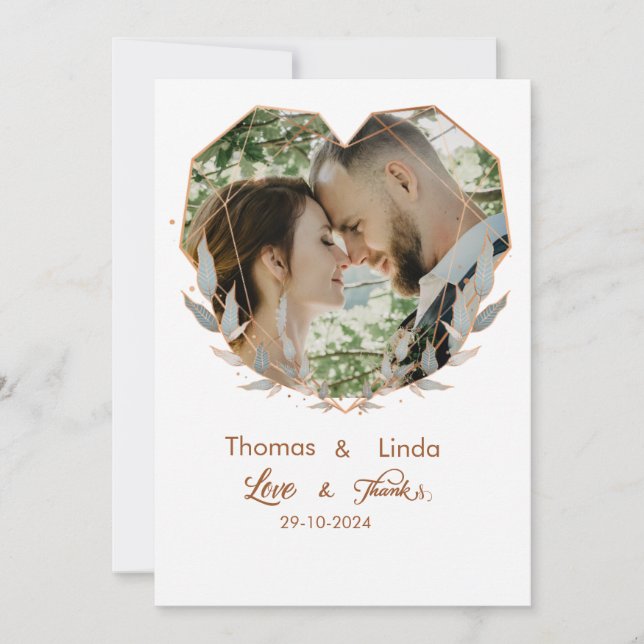 elegant love and thanks wedding handwritten thank you card (Front)