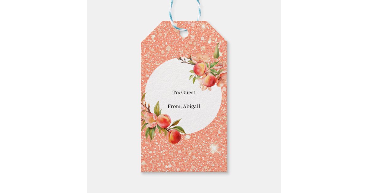 Elegant Love as Sweet as a Peach Bridal Shower Gift Tags | Zazzle