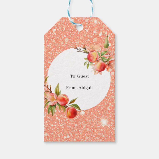 Elegant Love as Sweet as a Peach Bridal Shower Gift Tags | Zazzle