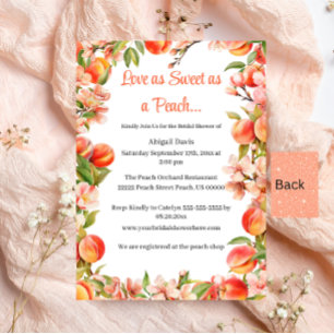 Elegant Love As Sweet As A Peach Bridal Shower Invitation