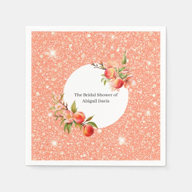 Elegant Love as Sweet as a Peach Bridal Shower  Napkins (Front)