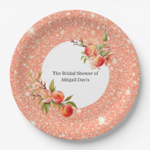 Elegant Love as Sweet as a Peach Bridal Shower  Paper Plates