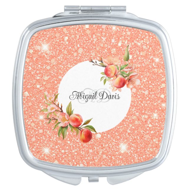 Elegant Love As Sweet As A Peach Monogram  Compact Mirror (Front)