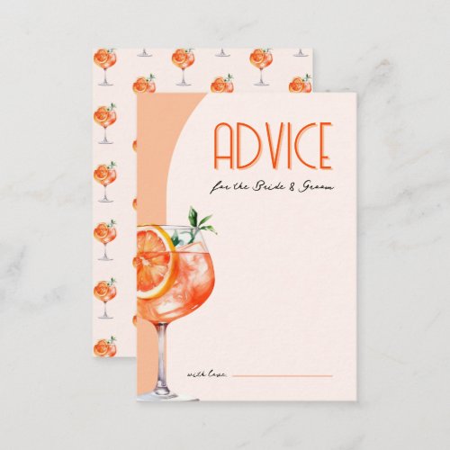 Elegant Love at First Spritz Bridal Shower Advice Card