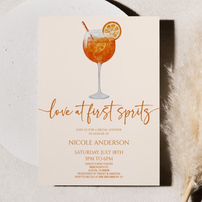 Elegant Love At First Spritz Bridal Shower Invitation (Creator Uploaded)