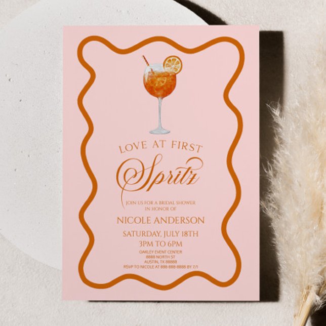 Elegant Love At First Spritz Bridal Shower Invitation (Creator Uploaded)