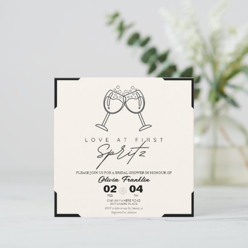 Elegant love at first spritz bridal shower invitation