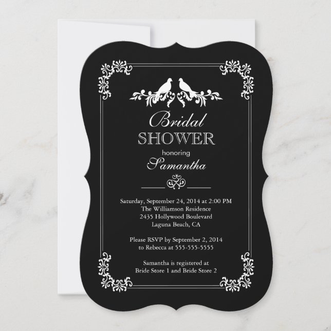 Elegant Love Birds Bridal Shower Invitation (Front)
