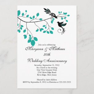 Elegant Love Birds Wedding Anniversary Invitation