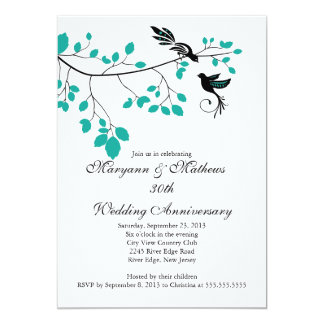 Elegant Love Birds Wedding Anniversary Invitation