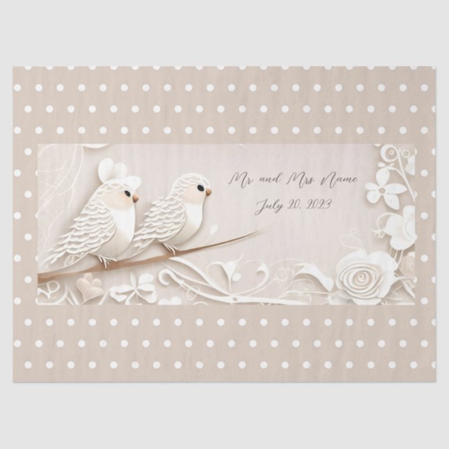 Elegant love birds wedding tissue paper (Front)