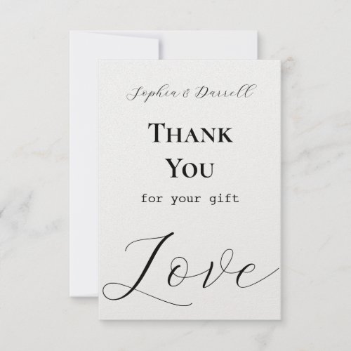 Elegant Love Black Lettering Wedding  Thank You Card