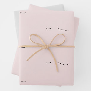 Elegant Love Blush Pink Grey Wedding Wrapping Paper Sheets