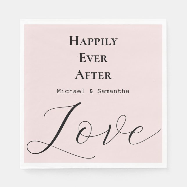 Elegant Love Blush Pink Wedding Napkins (Front)