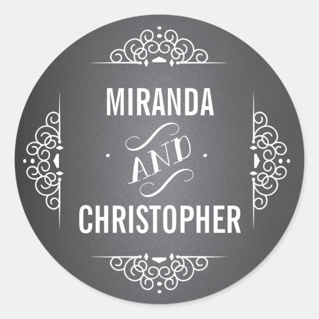 Elegant Love Chalkboard Personalized Favor Sticker (Front)