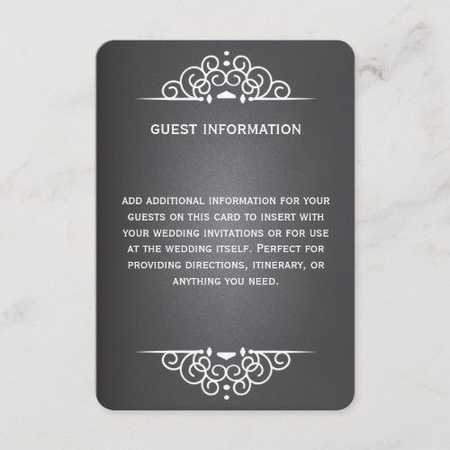 Elegant Love Chalkboard Wedding Guest Info Card