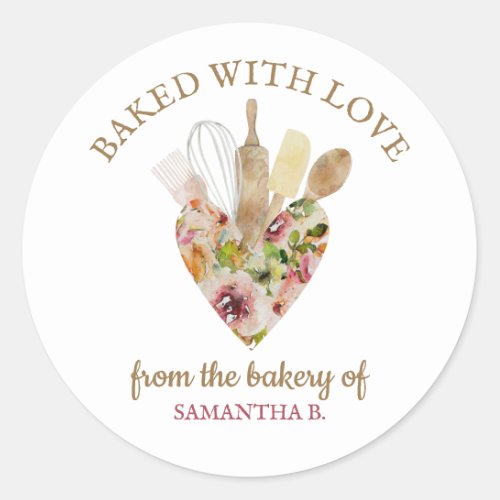 Elegant Love Chef Rustic Holiday Baker Classic Round Sticker