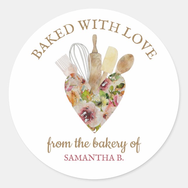 Elegant Love Chef Rustic Holiday Baker Classic Round Sticker (Front)