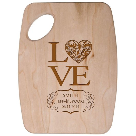 Elegant Love Couple's Names Cheese Cutting Board (Front)