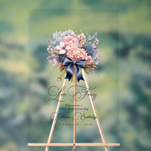 Elegant Love Fancy Floral Bridal Shower Acrylic Sign