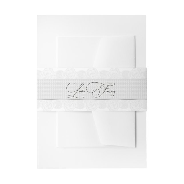 Elegant Love Fancy Lace Bridal Shower Invitation Belly Band (Front Example)