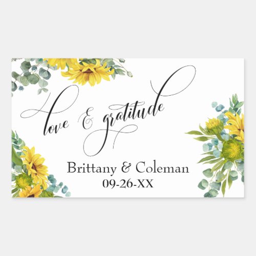 Elegant Love  Gratitude Sunflower Eucalyptus Rectangular Sticker