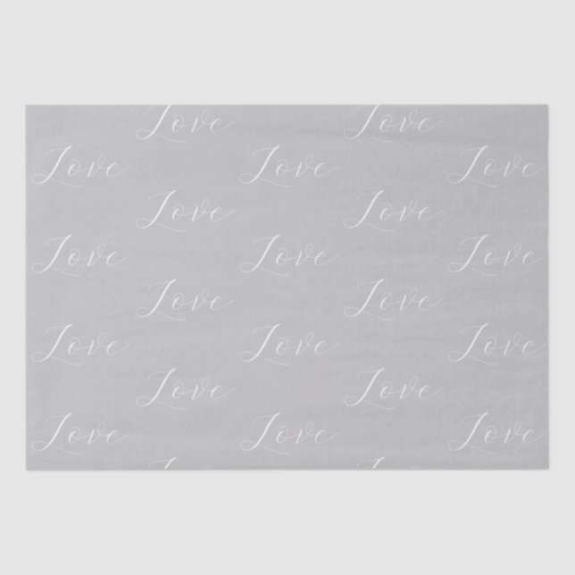 Elegant Love Grey White Wedding Tissue Paper (Front)