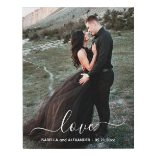 Elegant Love Handwriting   Your Photo Wedding Gift Faux Canvas Print