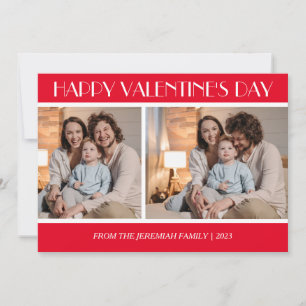 Elegant Love Happy Valentine's Day Family 2 Photo Holiday Card