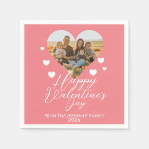 Elegant Love Happy Valentine's Day Family Photo Napkins