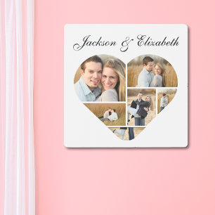 Elegant Love Heart Personalized Photo Collage  Metal Print