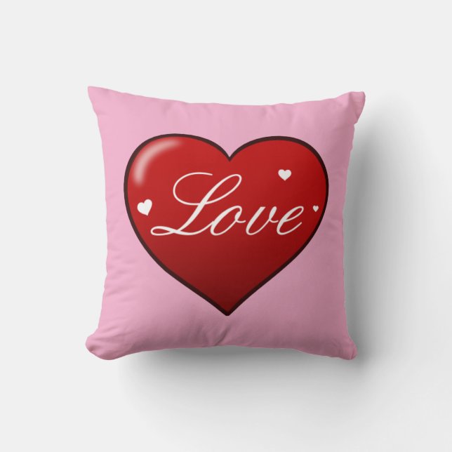 Elegant “Love” Heart Throw Pillow (Front)