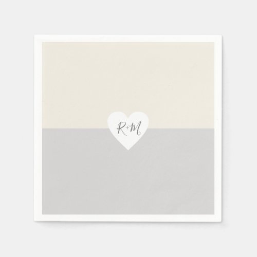 Elegant Love Heart with Bride  Groom Initials Napkins