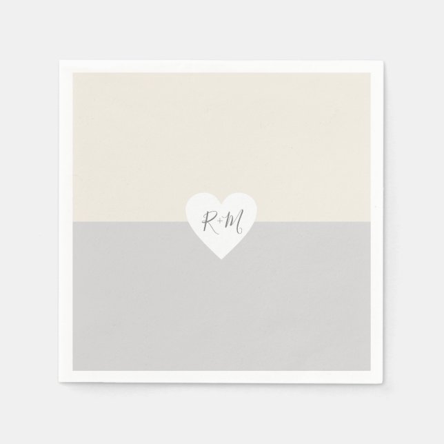 Elegant Love Heart with Bride & Groom Initials Napkins (Front)